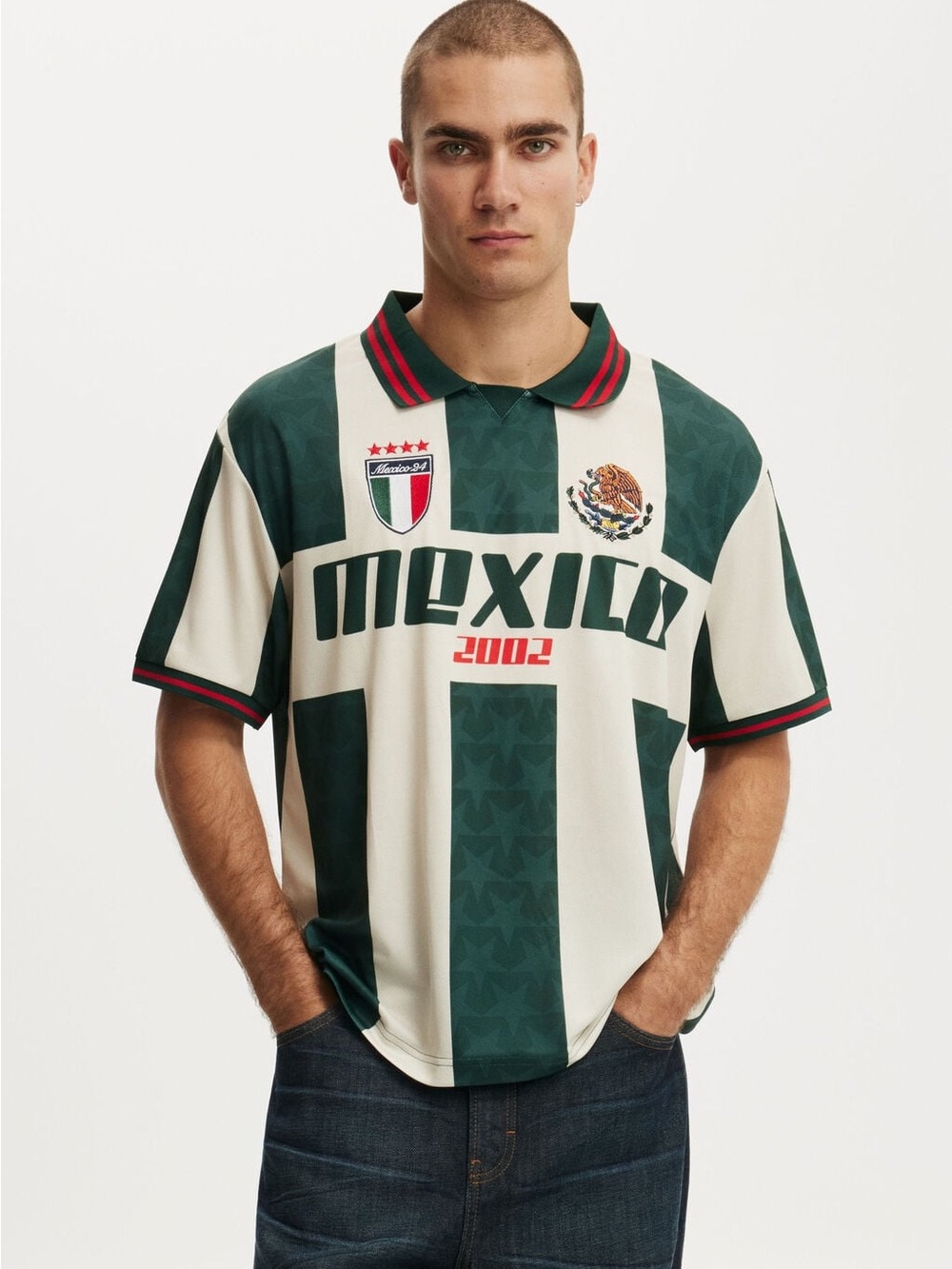 Cotton On Mexico 2002 Green & Cream Soccer Jersey XL - Picture 5 of 10